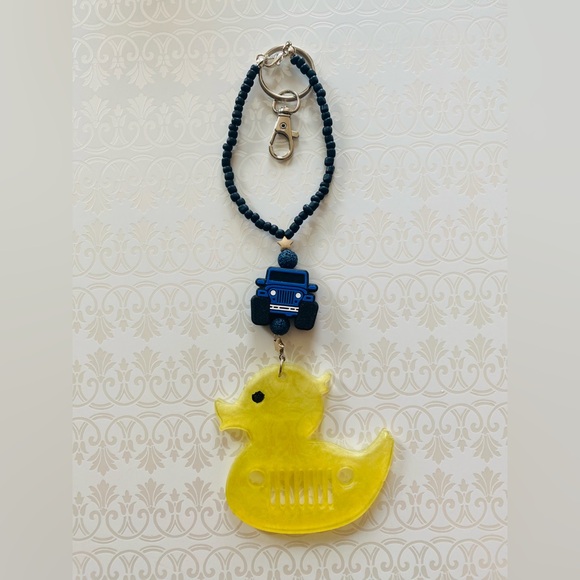 Handmade Resin Duck Jeep Rearview Mirror Charm- Keychain- Backpack - Purse Charm - Picture 1 of 7